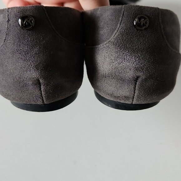 MICHAEL KORS | Remi Rabbit Fur Pom Suede Ballet Flats Gray Sz 9M - Picture 5 of 6
